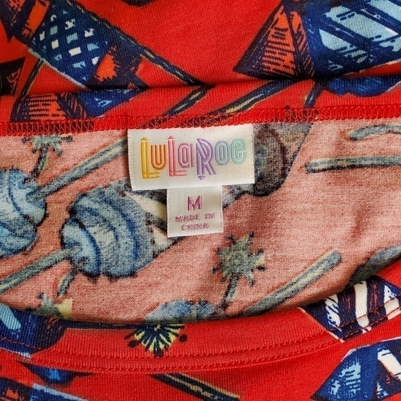 NWT Lularoe Julia, red/white/blue firecracker pattern, size M - Picture 4 of 6